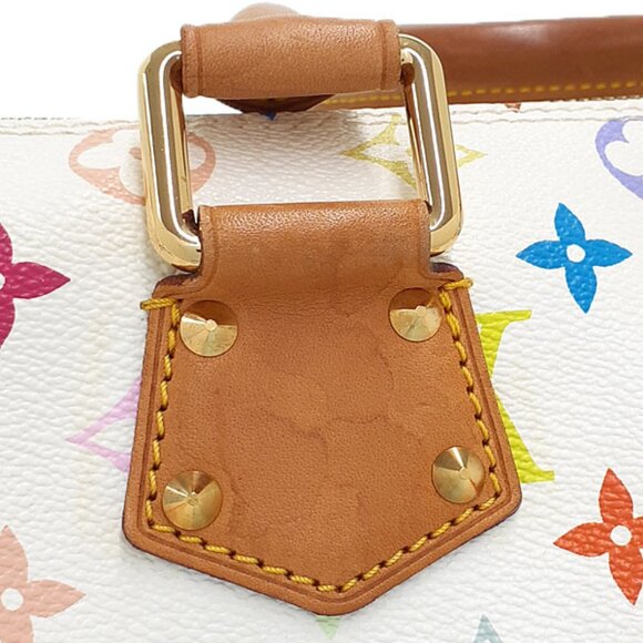 Authentic Louis Vuitton Multicolor Speedy 30 Monogram Sac Hand Bag White Gold - Picture 9 of 11